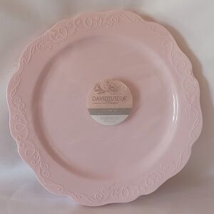 Set 12 David Tutera Pink Scroll 10.25” Dinner Plates Wedding Baby Party NEW